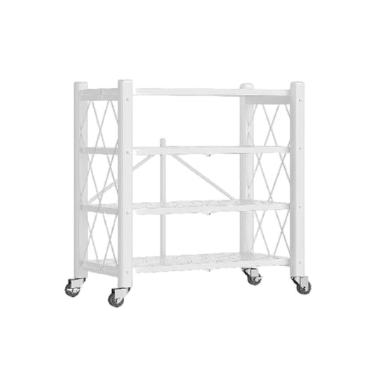 Joybos - Estantería Plegable de Almacenamiento con 4 Estantes y Ruedas, Sin Montaje, 71x34x125cm - Blanco